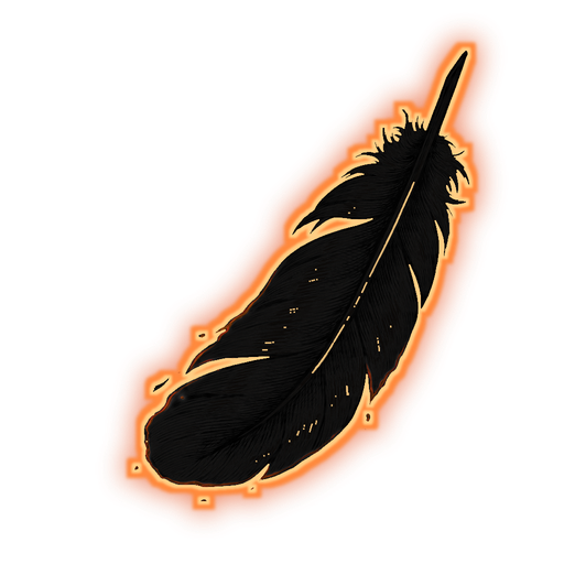 The feather drawn for small sizes, a black silhouette in a burning outline