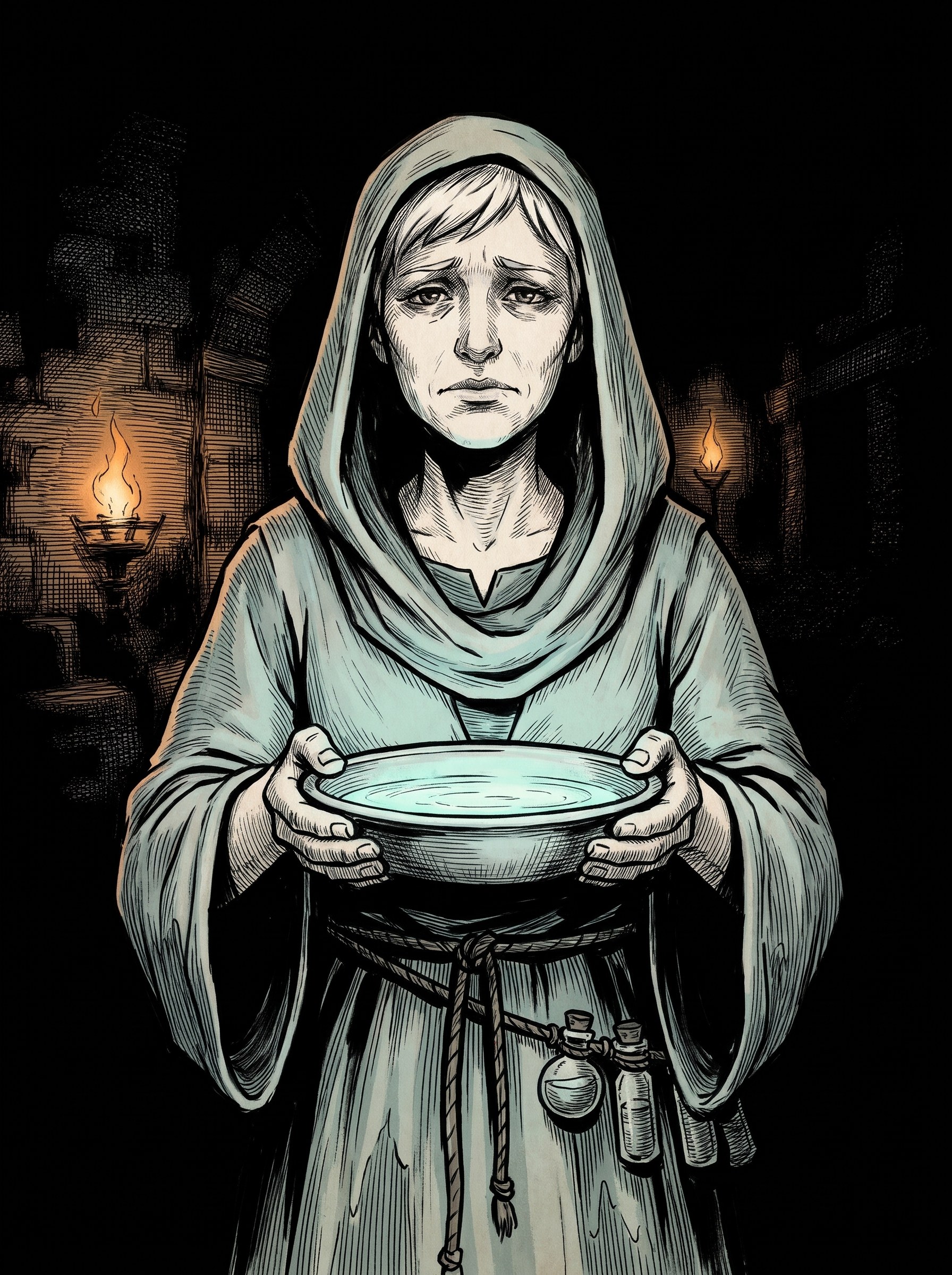 Ilse offering a bowl of seawater