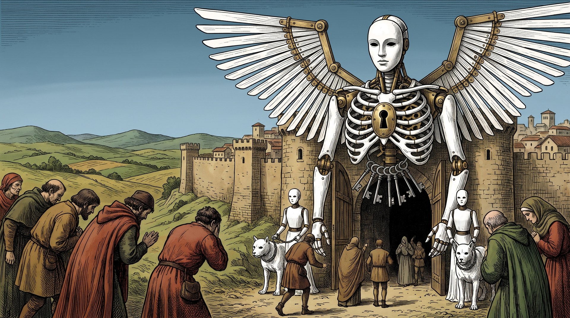 C, a Warden's true form at a town gate